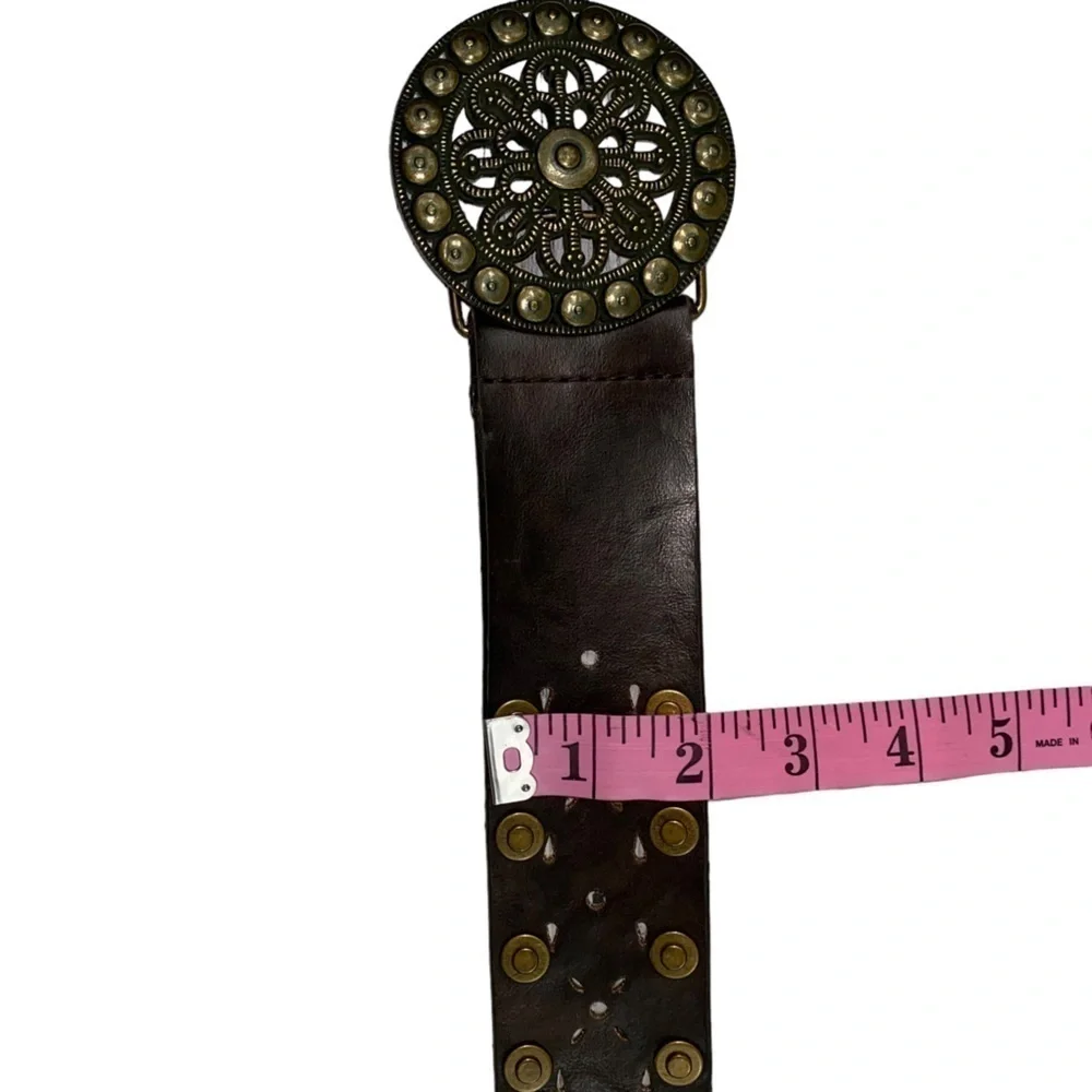 Sonoma Women's Studded Brown‎ Leather Coachella Boho Style Belt Size S